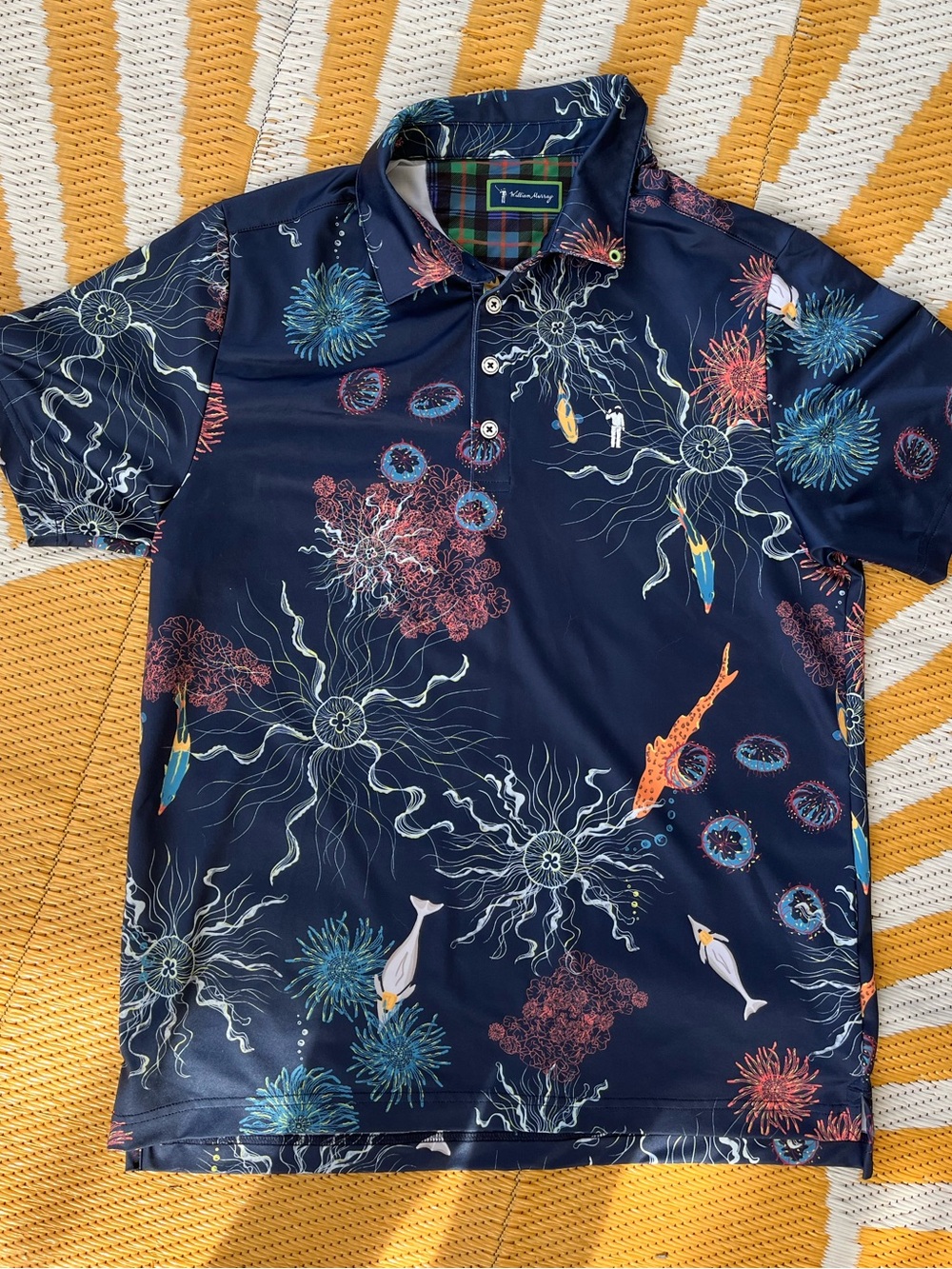 William Murray The Life Aquatic “Electric Sea” retired print golf polo shirt